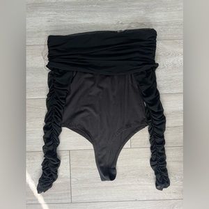 Fashion nova- off should ruched bodysuit